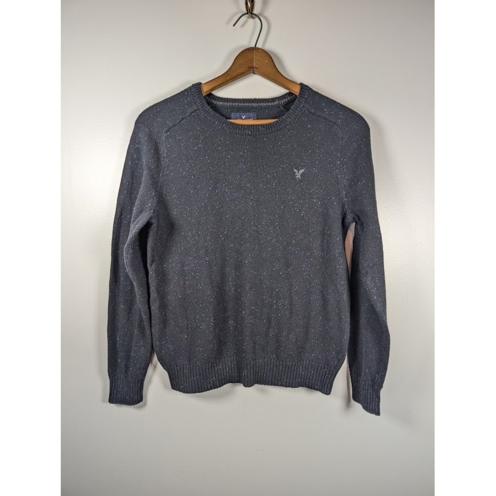 American Eagle Sweater Men's Speckled Knit Minimalist Preppy Academia Wool Blend